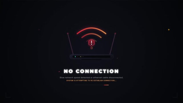 Animation of no internet connection error message on screens