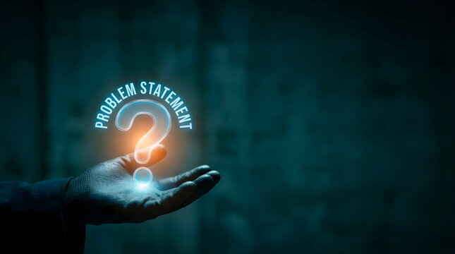 Problem statement silhouette held in hand to represent business strategy