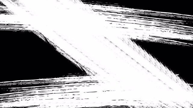 Brush Stroke Transition Animation Rough Black and White Grunge Reveal 4K
