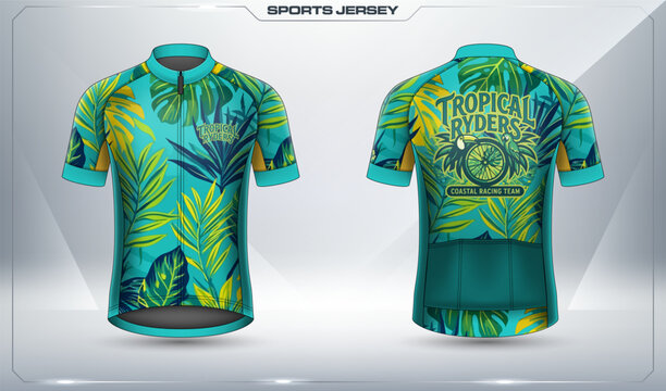 Tropical Ryders Cycling Jersey Tropical Leaf Bike Racing Uniform Vector Design