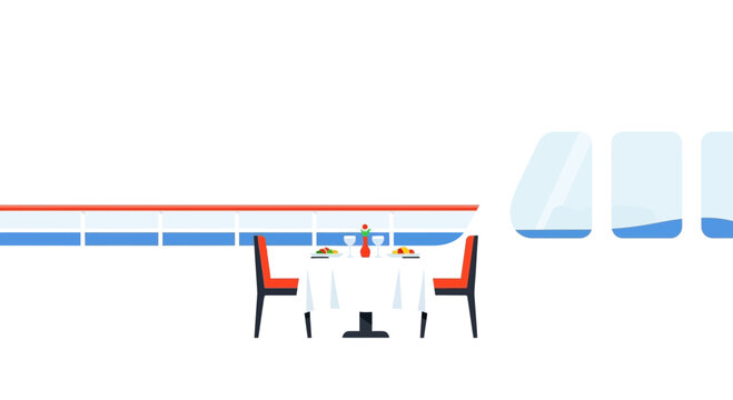 Elegant Dining Car Table Setting on a Moving Train