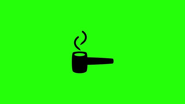 Professional 4K footage of a classic vintage wooden tobacco smoking pipe with vapor silhouette bouncing. Clean automotive relaxation layout app icon element.