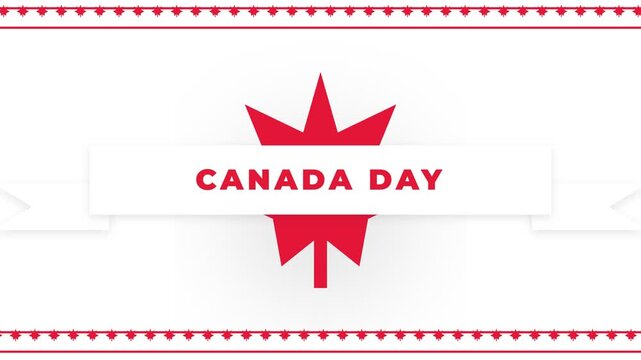 Canada Day Celebration Graphic Animation with Stylized Red Maple Leaf and Decorative Borders for National Holiday Promo