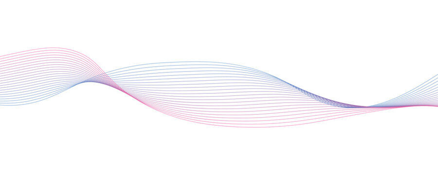 Abstract colorful flowing wavey lines. Futuristic AI technology and sound wave pattern for background or overlay. Transparent vector and PNG