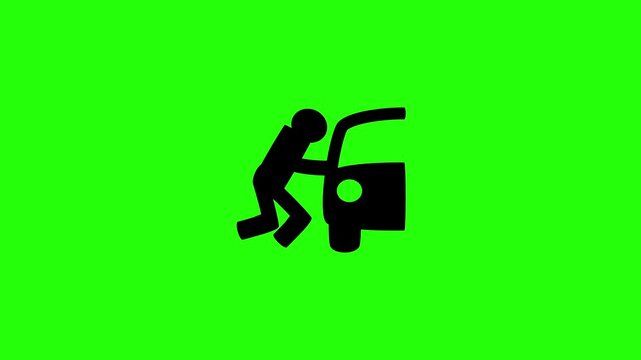 Professional 4K footage of a car thief criminal trying to break into a vehicle door silhouette bouncing. Great popup graphic for auto insurance app.