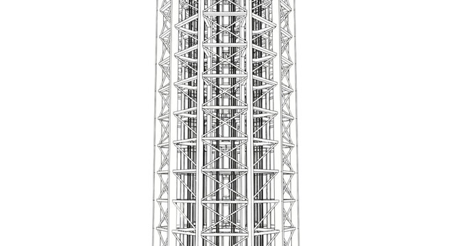 Modern White Architectural Outline of a Complex Metal Truss Framework
