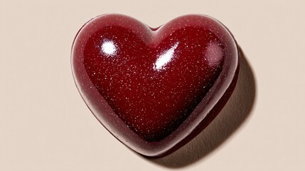 Obraz premium red heart-shaped gelatin dessert on beige background