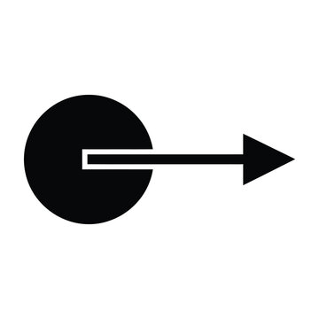Black circle with white line and arrow pointing right