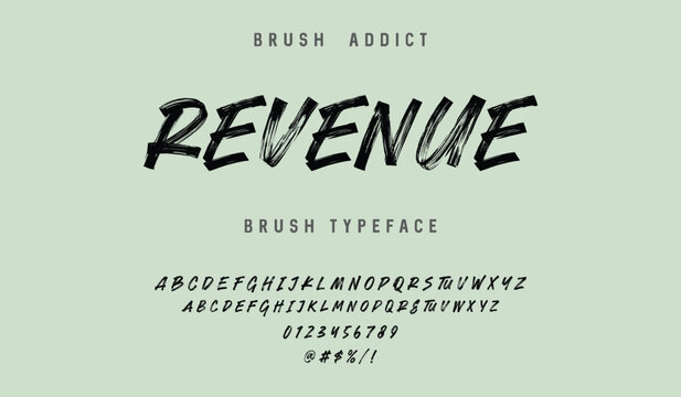 display brush font with textured hand drawn alphabet and numbers for urban street style design. Brush stroke alphabet letters vector design: A, B, C, D, E, F, G, H, I, J, K, L, M, N, O, P, Q, R, S, T,