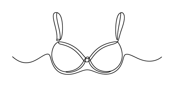 Continuous single line drawing of a female bra brassiere lingerie underwear garment fashion sketch minimalist art style vector illustration Vector, illustration