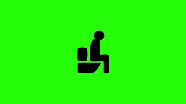 Clean 4K horizontal video showing a person sitting on a ceramic toilet bowl doing business silhouette bouncing. High quality sanitary plumbing product asset.
