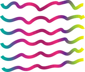Fototapeta premium Collection of horizontal wavy gradient bands for graphic design with gradient