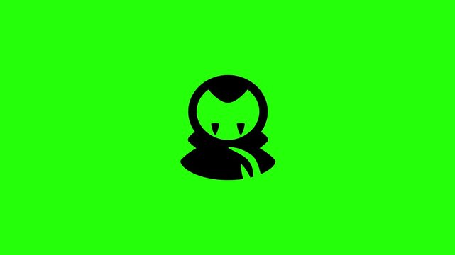 Beautiful 4K motion asset containing a traditional classic vampire count dracula portrait silhouette bouncing cleanly. Clean scary monster graphic.