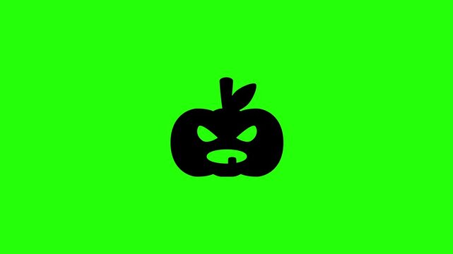 High definition 4K clip of a carved scary face jack o lantern pumpkin silhouette bouncing cleanly. Tactical popup october holiday seasonal festival icon.