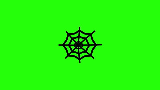 Beautiful 4K motion asset containing a symmetrical spider web cobweb trap silhouette bouncing cleanly. Clean abandoned gothic castle background graphic.