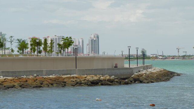 day time penang island george town park bay slow motion panorama 4k malaysia 