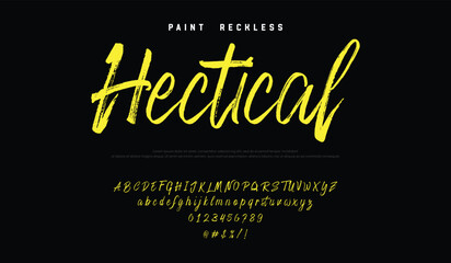 Lettering font isolated on black background. Texture alphabet in street art and graffiti style. Grunge and dirty effect.  Vector brush letters. brush stroke handwritten alphabet vector. © ch