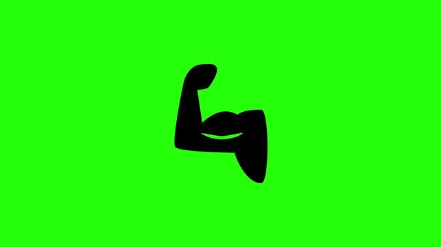 High quality 4K video showing a powerful flexing muscular arm arm biceps silhouette bouncing. Creative technical asset for fitness wellness center website.