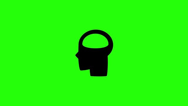 Beautiful 4K motion asset containing a human profile head showing a mental brain silhouette bouncing cleanly. Clean neurology psychological diagnostic graphic.