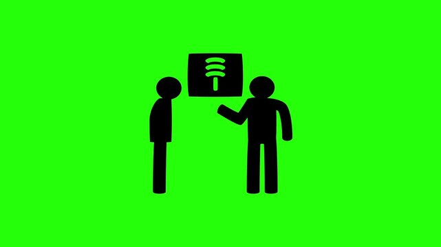 4K resolution video of a professional doctor explaining an radiograph x-ray film to a patient silhouette bouncing into view. Clinical medicine web icon.