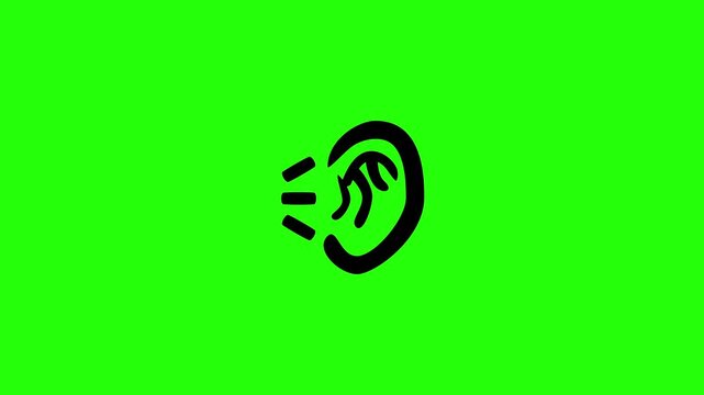 Clean 4K horizontal video showing a human ear organ receiving audio wave lines silhouette bouncing. High quality otolaryngology audiology layout asset.