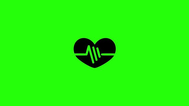 Professional 4K footage of a healthcare heart outline with a pulse rhythm line silhouette bouncing. Clean asset for cardiology medicine corporate web.