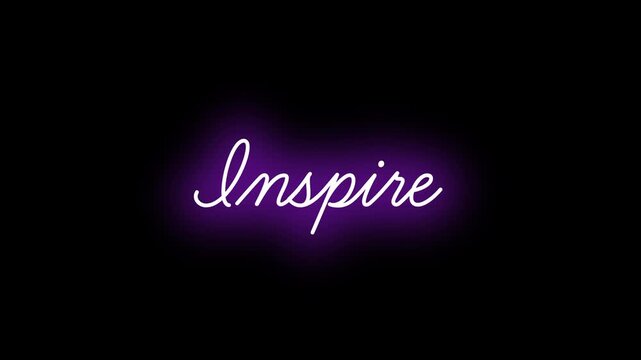 Inspire word Neon Text Line Animation Video | Glowing Neon Sign Effects in HD