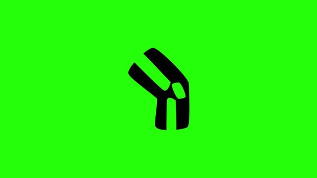 Clean 4K horizontal video showing a skeletal human knee joint articulation structure silhouette bouncing. High quality orthopedic surgery clinic layout asset.