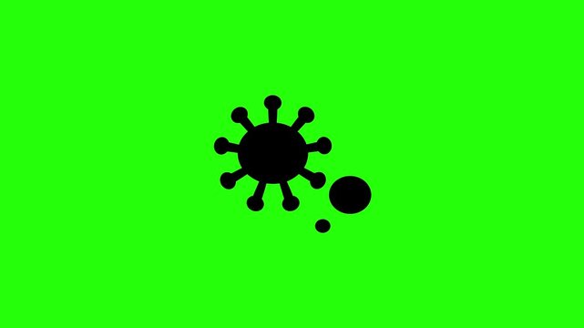 Dynamic 4K resolution asset showing a dangerous microscopic virus organism pathogen cell structure silhouette bouncing. Playful popup epidemic quarantine web icon.