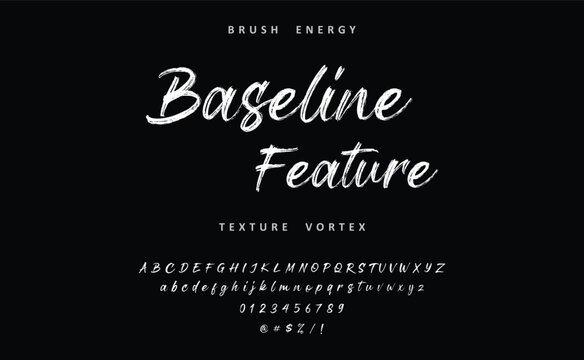 brush font with rough texture and bold dry stroke style for sport movie poster branding logo. Stylish brush painted an uppercase vector letter, alphabet, typeface.
