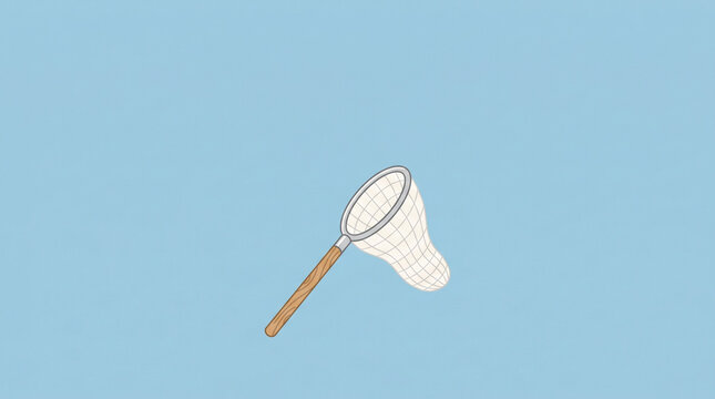 Minimal vector illustration featuring an insect net on a pale sky blue background.
Inspired by childhood exploration and summer outdoor learning.