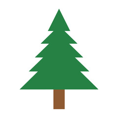 Obraz premium Green pine tree on white background simple nature icon