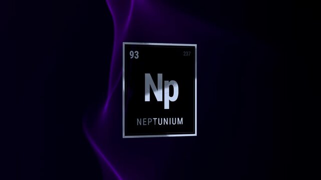 Neptunium chemical element periodic table tile on dark background