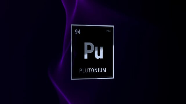 3D Render of Plutonium Periodic Table Element on Purple Background