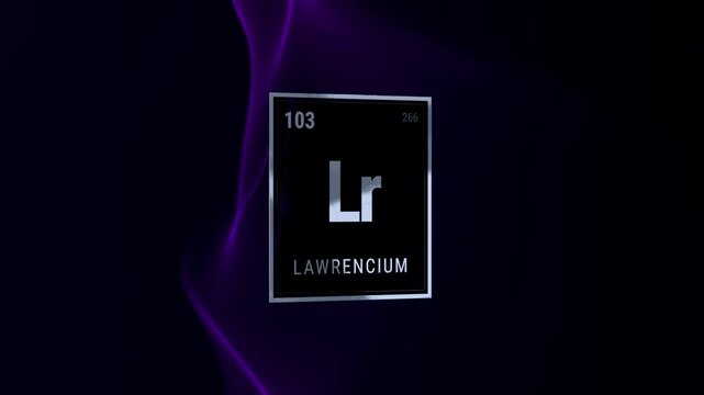 Lawrencium chemical element symbol on dark abstract background