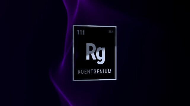 Periodic Table Element Roentgenium Rg on Dark Abstract Background