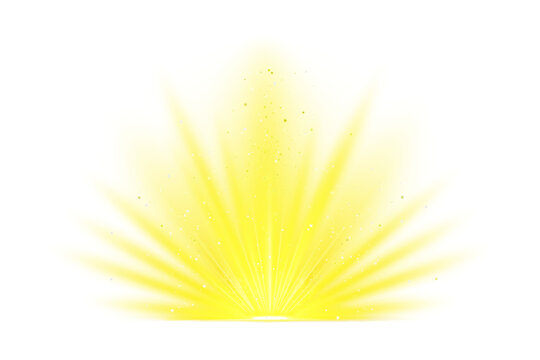 Abstract yellow light flare explosion effect with glowing star particles isolated on white background explosion abstract particle sunlight illustration isolated background artistic
