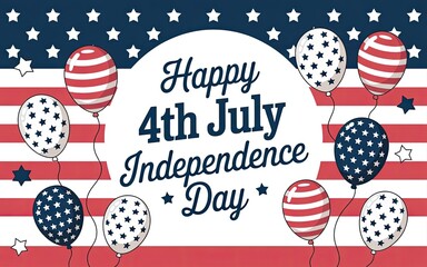 Fototapeta premium Colorful fourth of july independence day celebration with balloons and stars design template