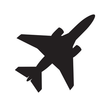 Airplane silhouette flying in the air  side view