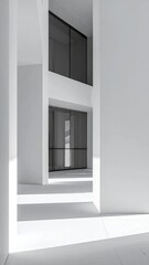 Obraz premium Modern Architectural Interior with Geometric Shadows and Light.
