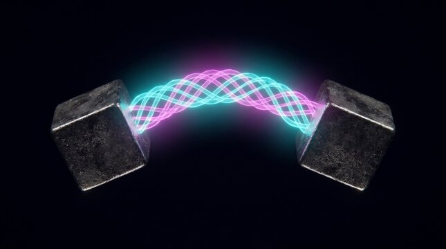 Two dark magnets lock together via unbreakable glowing cyan and magenta energy waves, symbolizing deep loyalty and a strong relationship.