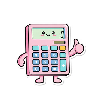 Cute calculator character with thumbs up for back to school math learning.