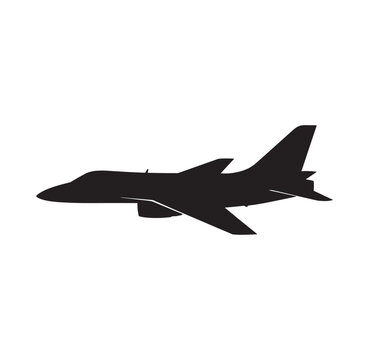 silhouette of a fighter jet airplane flying in the air  side view