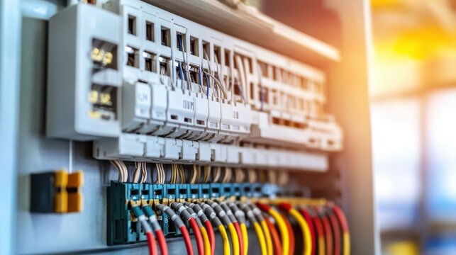 Close up view of electrical junction box with multiple wires