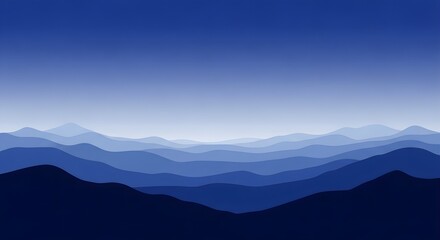 Fototapeta premium Twilight mountain horizon with deep blue hues wallpaper