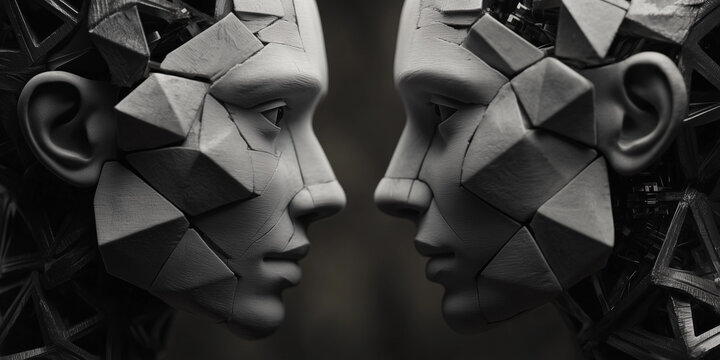 Artificial intelligence evolution exploring general intelligence in futuristic robotics digital art abstract environment close-up view