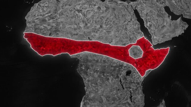 West African cereal farmers Map Animation. Documentary, glowing outline, Dark map animation of the West African cereal farmers. 4k.