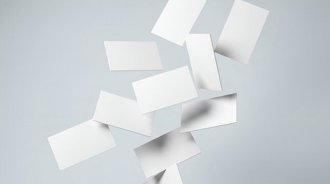 Falling white paper sheets abstract minimalist background vector illustration