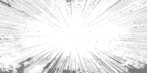 Fototapeta premium Explosive grayscale burst with dynamic radial lines, comic-style energy impact, high contrast, dramatic motion effect vector illustration. 