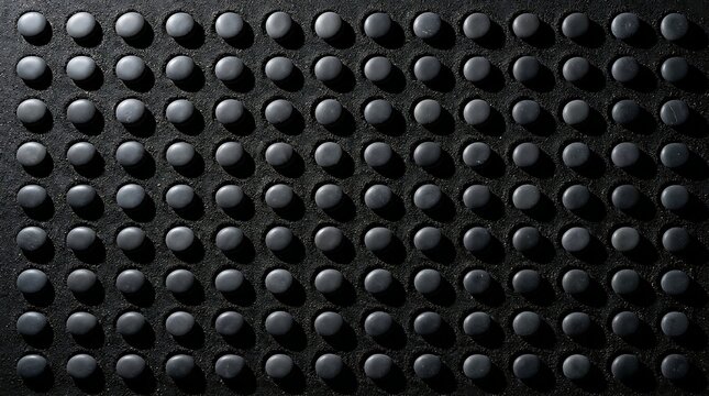 Black rubber tactile surface with repeating circular studs pattern